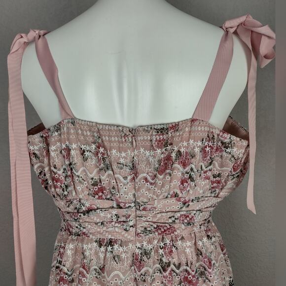 Gianni Bini Ivette Embroider Square Neck Sleeveless A line Floral Dress Size 12 - Picture 13 of 16